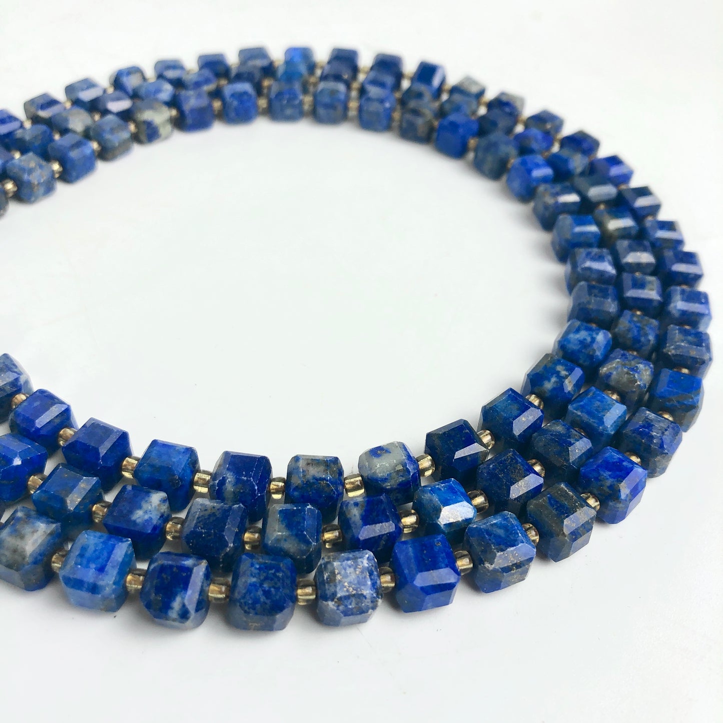 Lapis Lazuli Faceted Cubic Beads, 8mm - Shakti