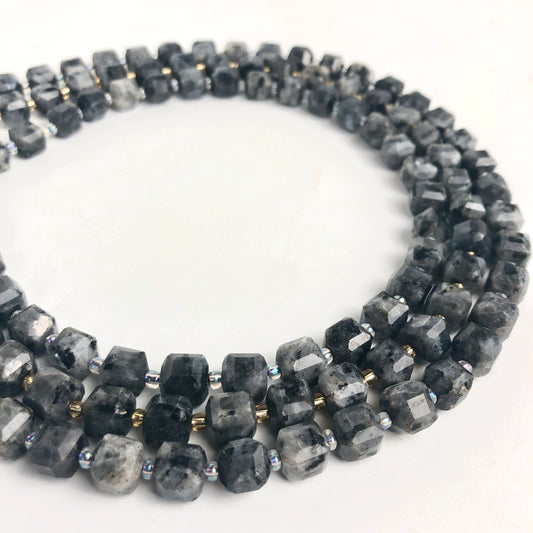 Larvikite Faceted Cubic Beads, 8mm - Shakti