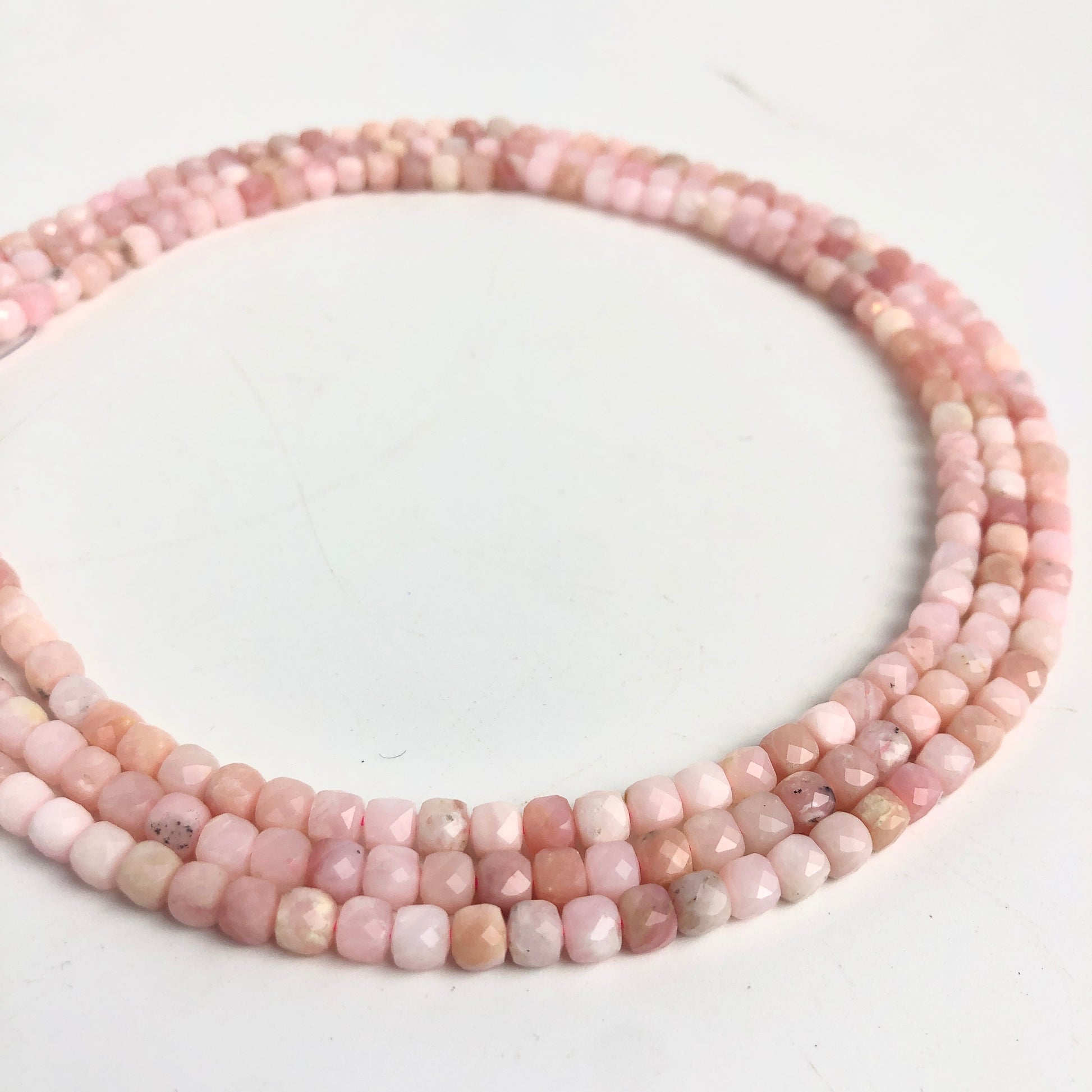 Opal (Pink) Faceted Cubic Beads, 4mm - Shakti