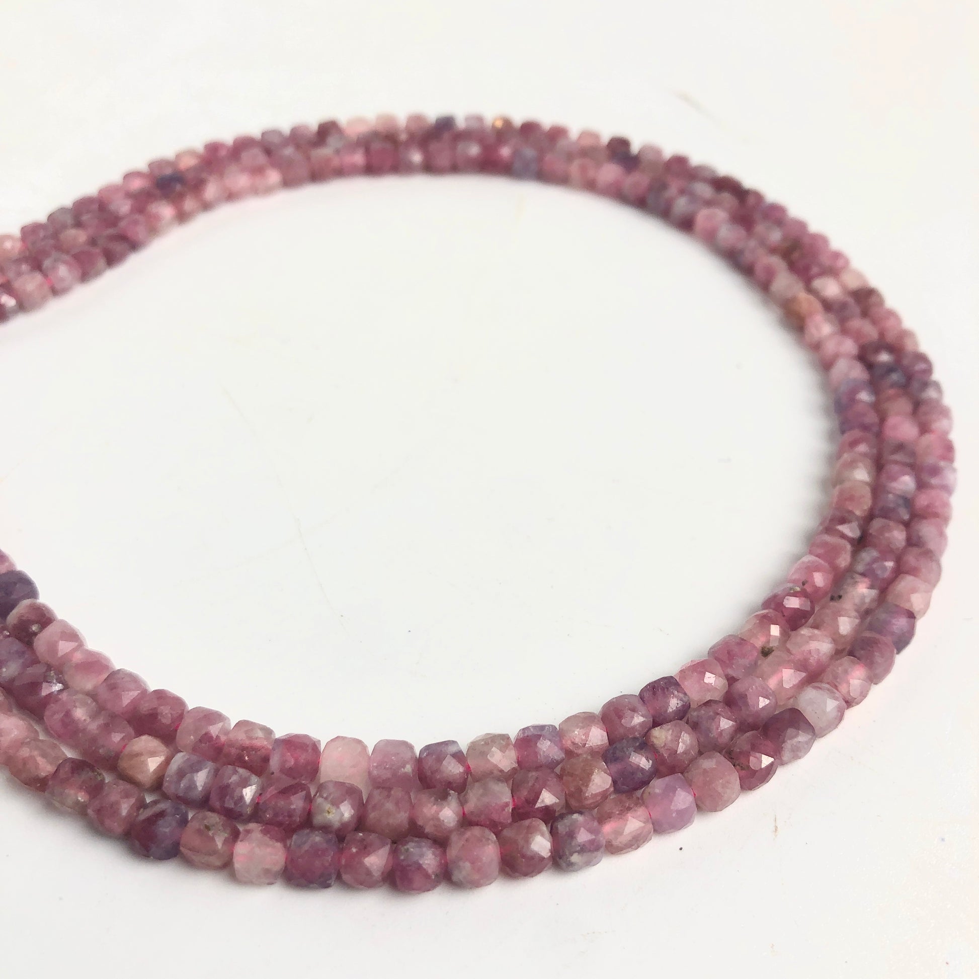 Tourmaline (Pink) Faceted Cubic Beads, 4mm - Shakti