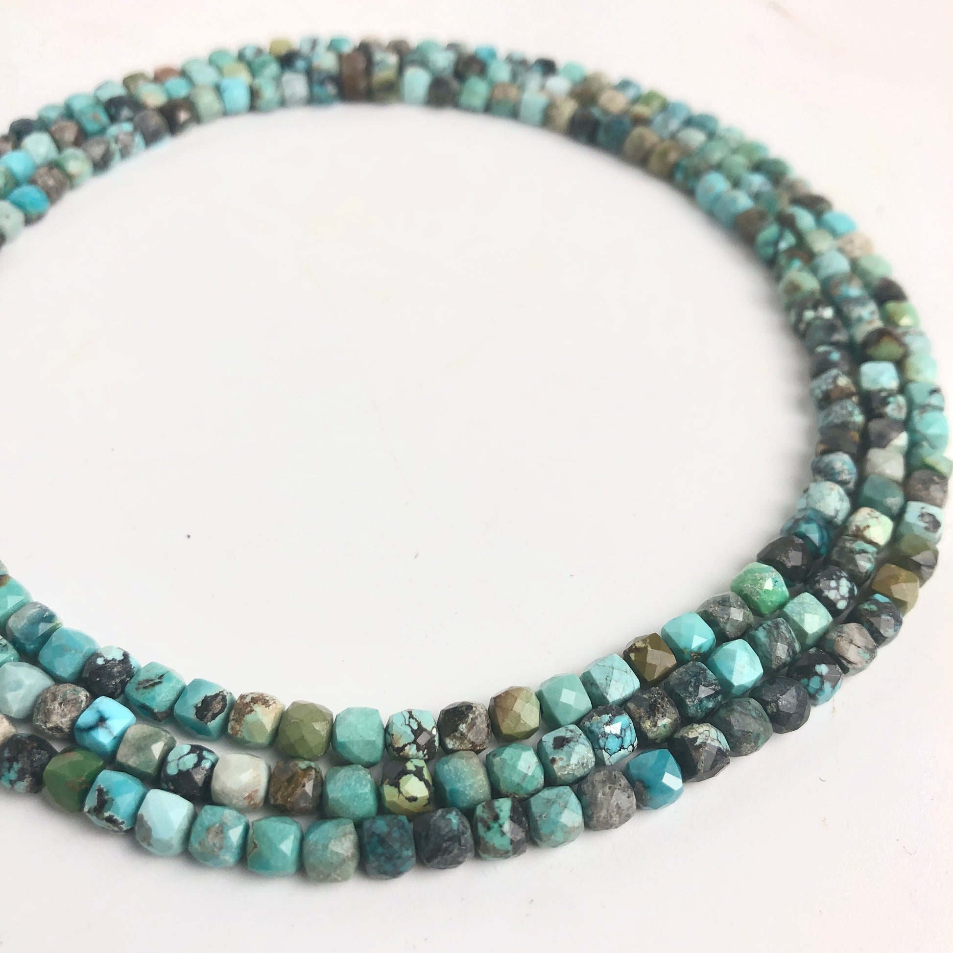 Turquoise Faceted Cubic Beads, 4mm - Shakti