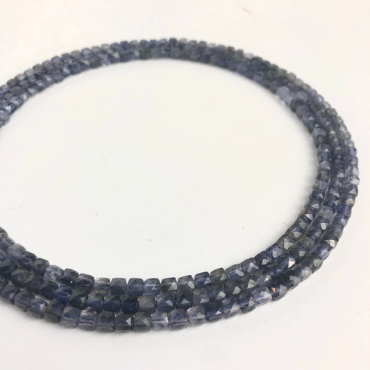 Iolite Cubic Beads, 4mm - Shakti