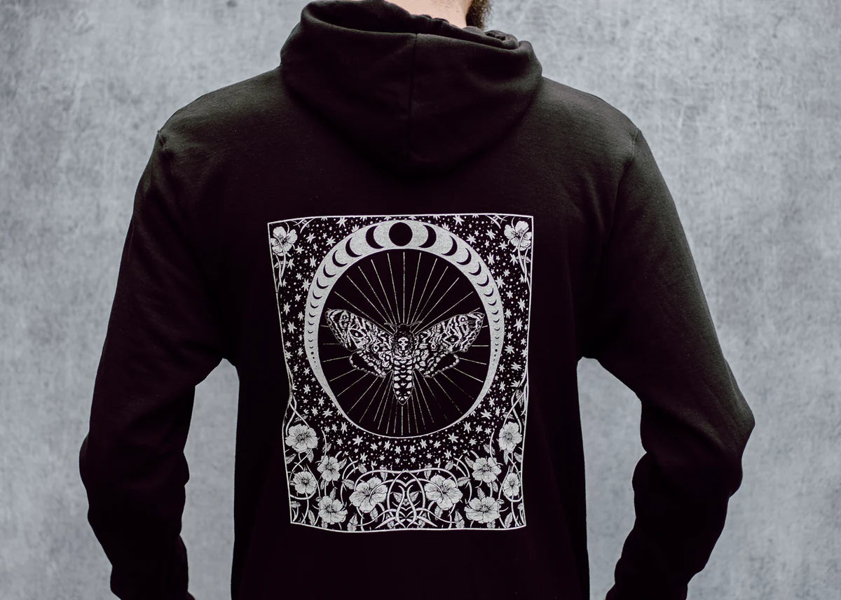 Death's Head Moth and Moon Hoodie - Shakti