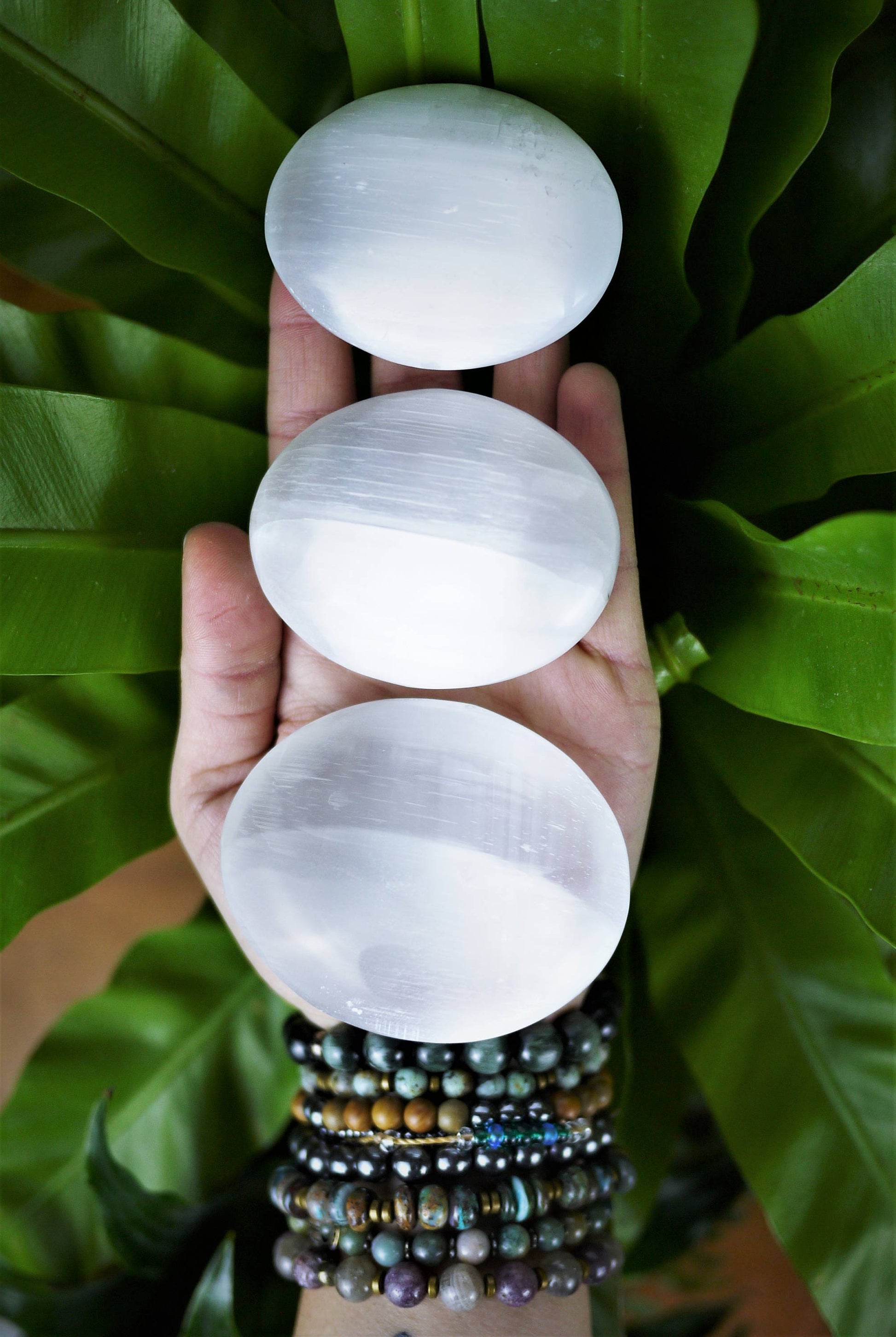 Selenite Palm Stones - Shakti