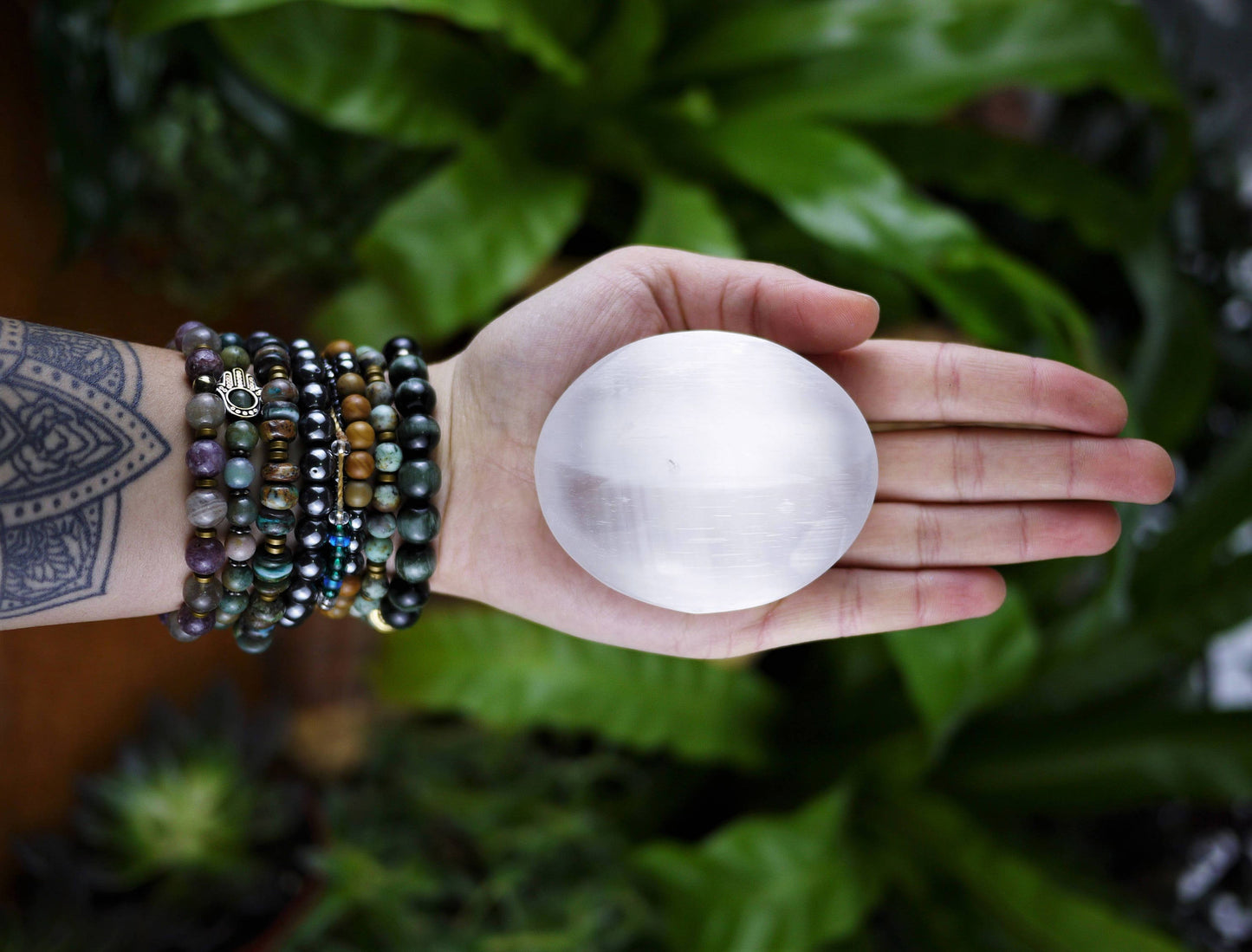 Selenite Palm Stones - Shakti