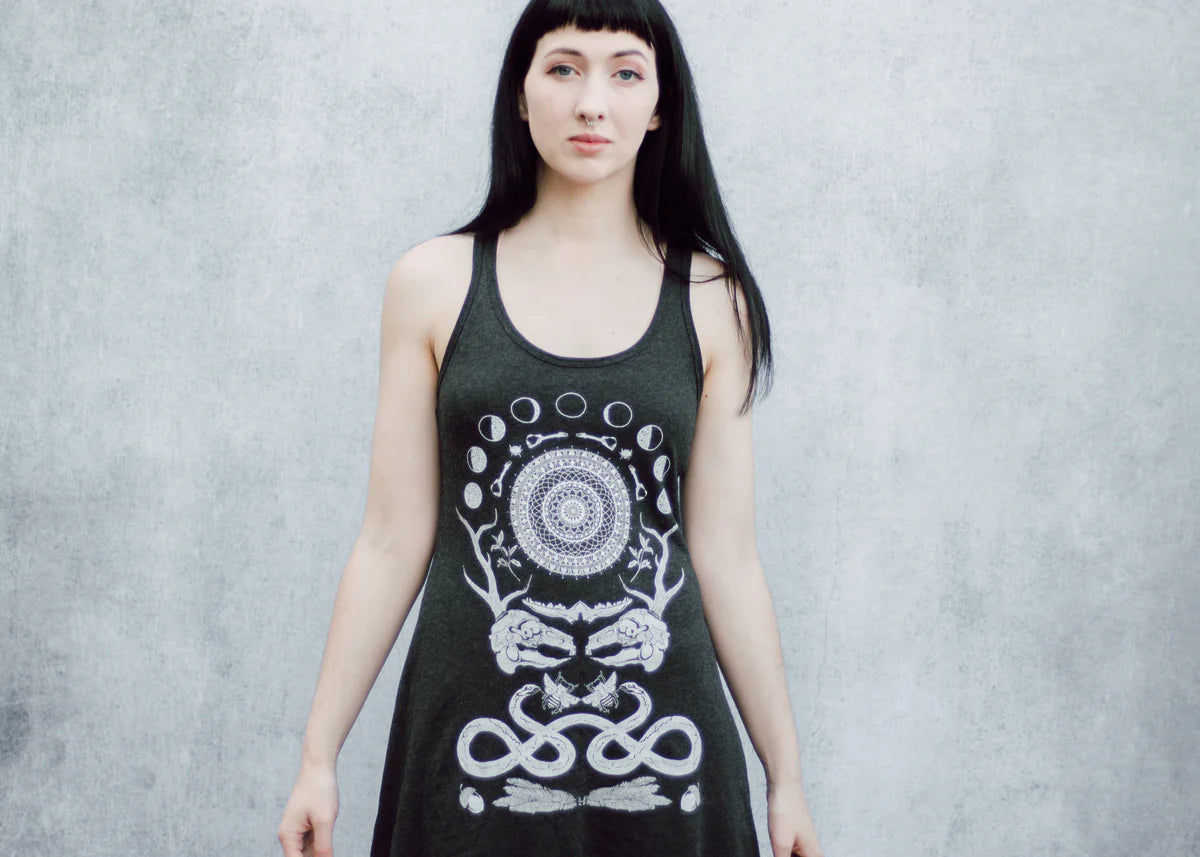 Rabbit Skull Antler Tank Dress - Shakti