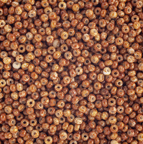 Czech Seed Bead, 10/0 (Opaque Travertine on Chalk White)