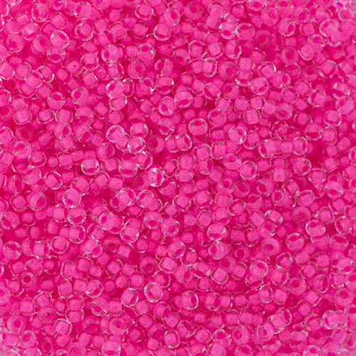 Czech Seed Bead, 10/0 (Crystal C/L Neon Pink)