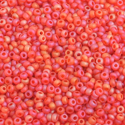 Czech Seed Bead, 10/0 (Trans. Orange Matte AB) - Shakti