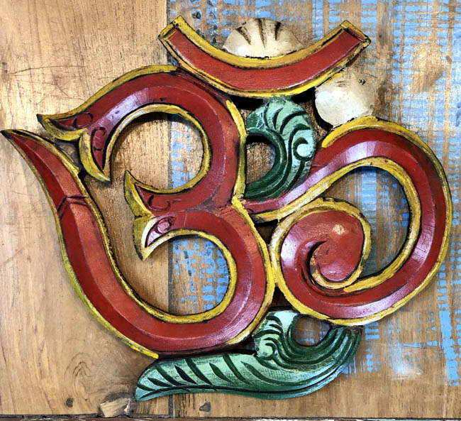 Wooden Hand-Carved/Hand-Painted Ohm - Shakti