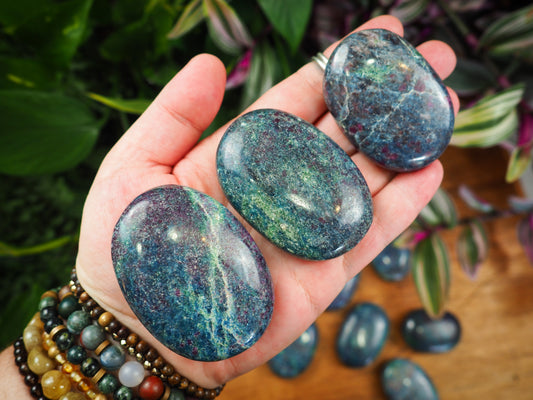 Ruby Kyanite Palm Stones - Shakti