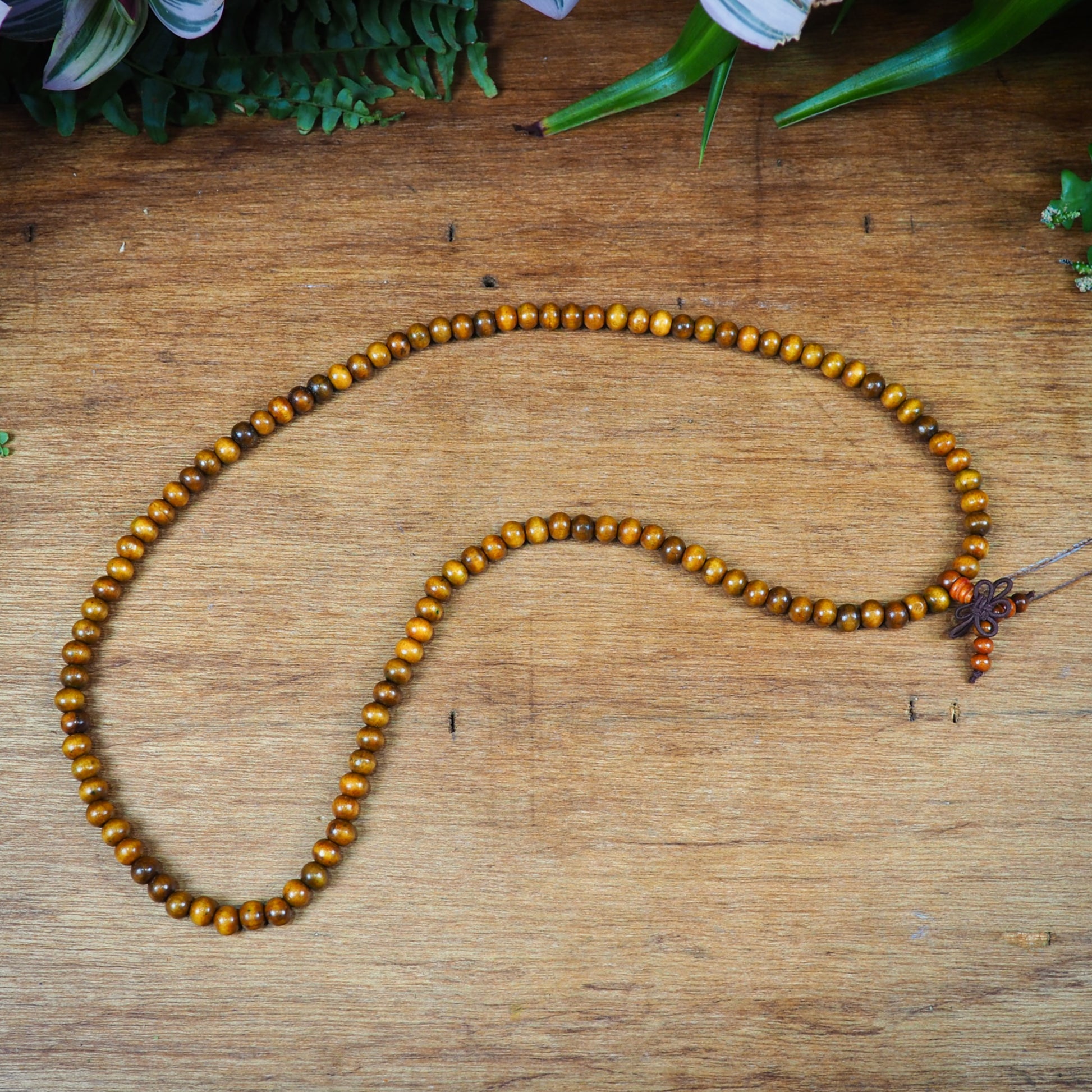 Dyed Wood Mala, Brown - Shakti