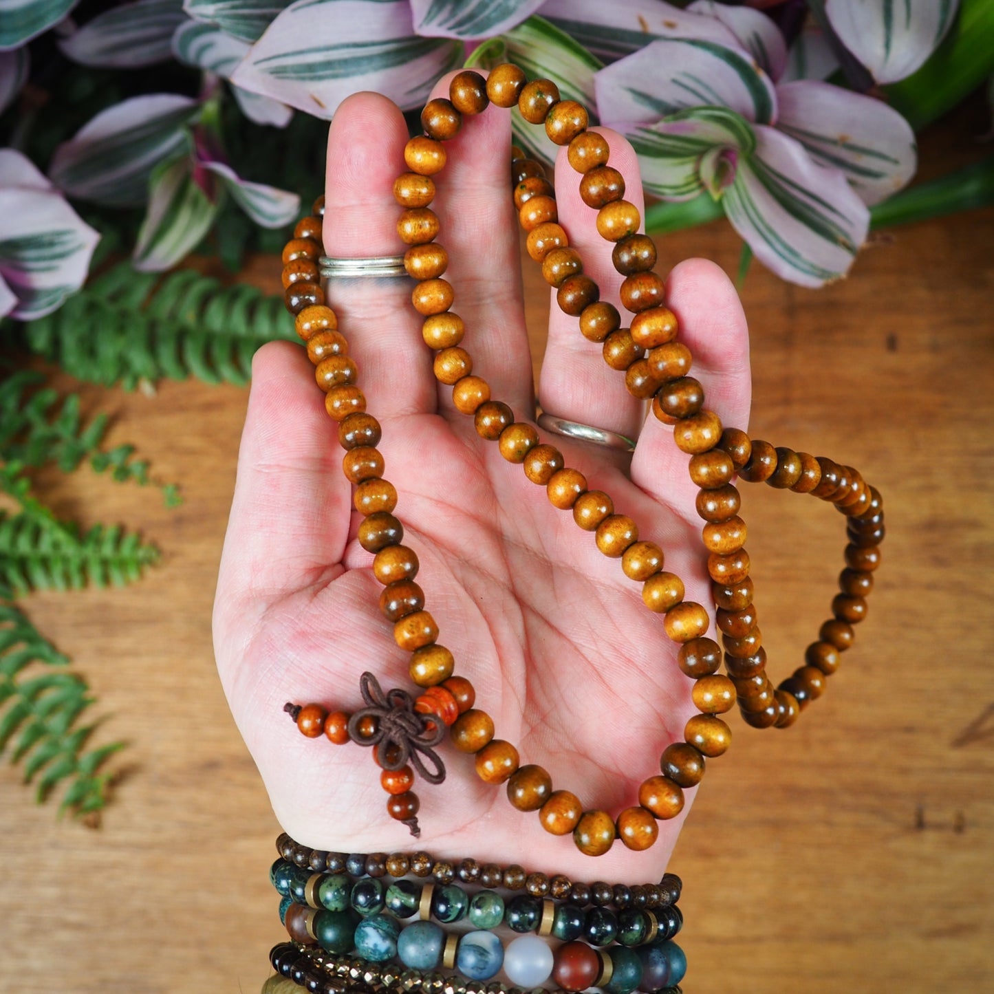 Dyed Wood Mala, Brown - Shakti