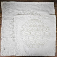 Load image into Gallery viewer, Cotton Crystal Grid Cloth - Flower Of Life (Beige/Gold)