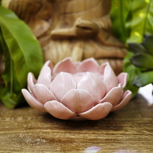 Pillar Candle Holder - Lotus Flower (Pink) - Shakti