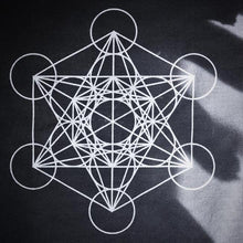 Load image into Gallery viewer, Cotton Crystal Grid Cloth - Metatron&#39;s Cube (Black/Silver)