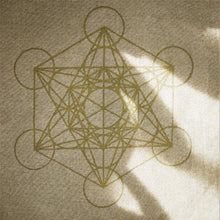 Load image into Gallery viewer, Cotton Crystal Grid Cloth - Metatron&#39;s Cube (Beige/Gold)