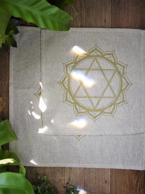 Cotton Crystal Grid Cloth - Anahata (Beige/Gold) - Shakti