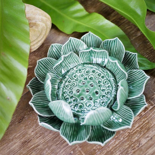 Incense Holder - Lotus Flower (L / Green) - Shakti