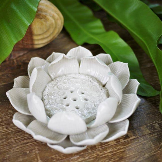 Incense Holder - Lotus Flower (L / Off-white) - Shakti