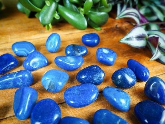 DYED Blue Agate Tumble Stones - Shakti