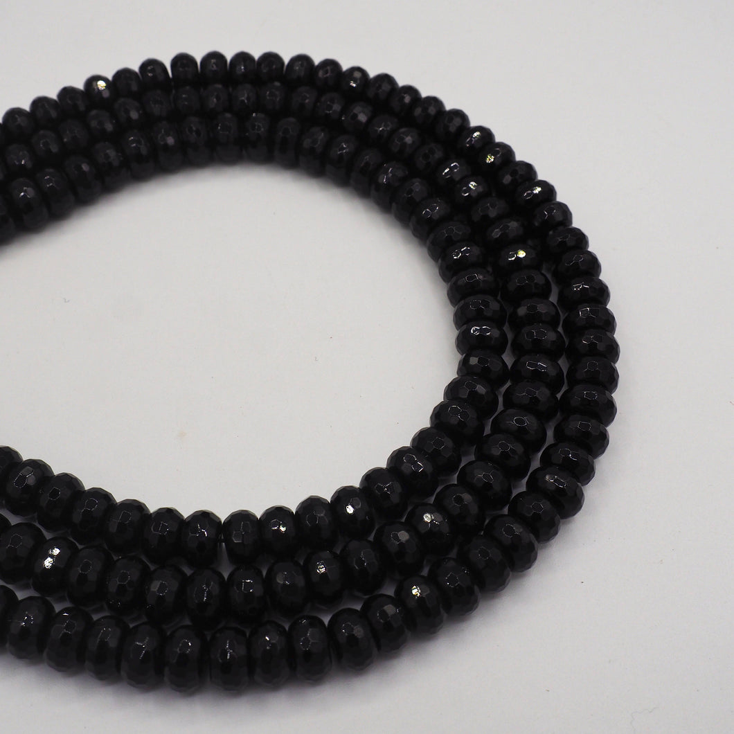 Black Onyx - Faceted Rondelle