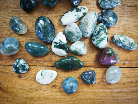 Moss Agate Tumble Stones - Shakti