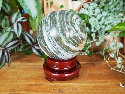 Lacquered Wooden Sphere Stands, Spinning - Shakti