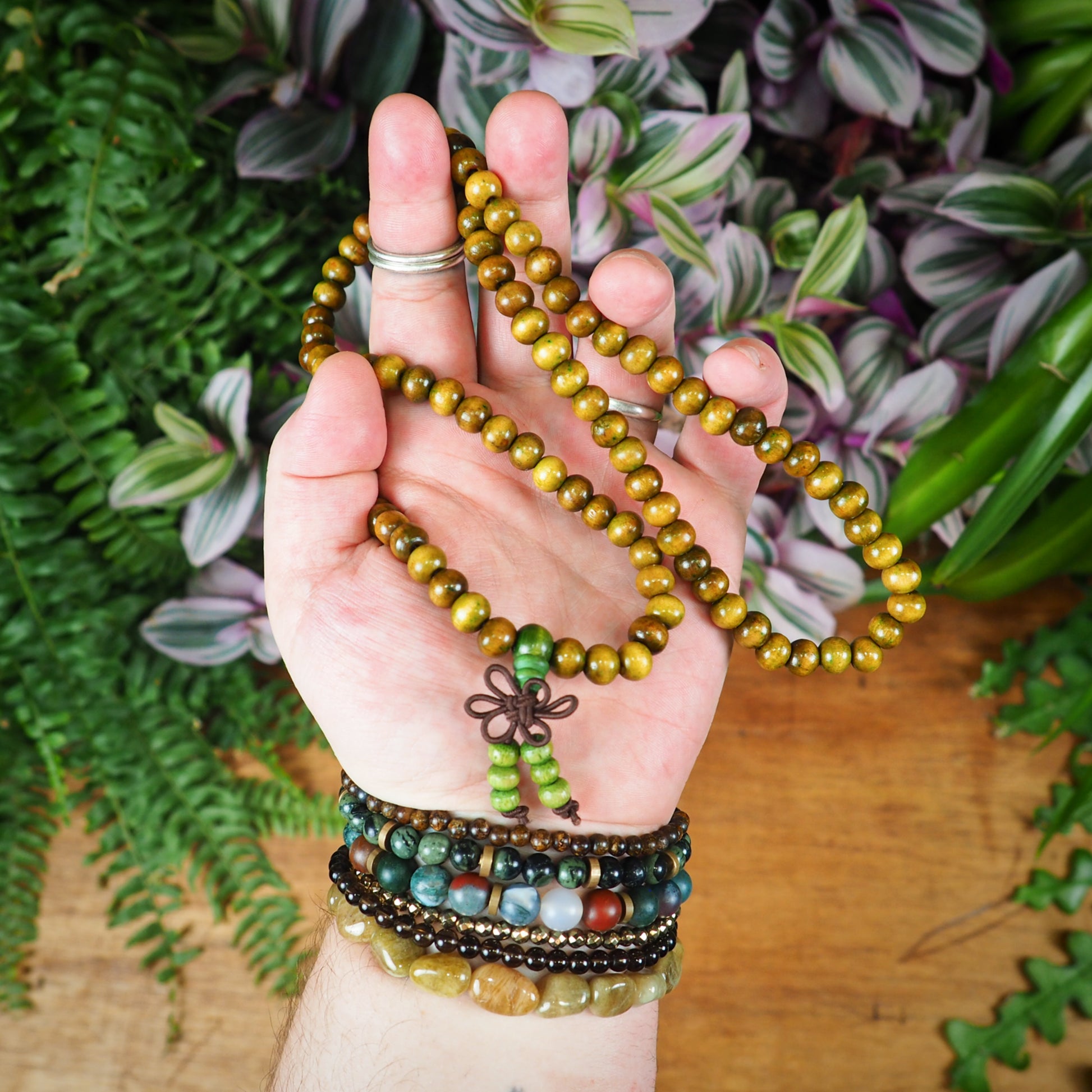 Dyed Wood Mala, Green - Shakti