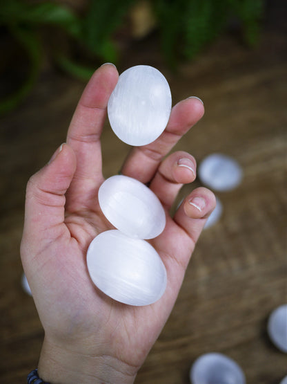 Selenite Palm Stones - Shakti