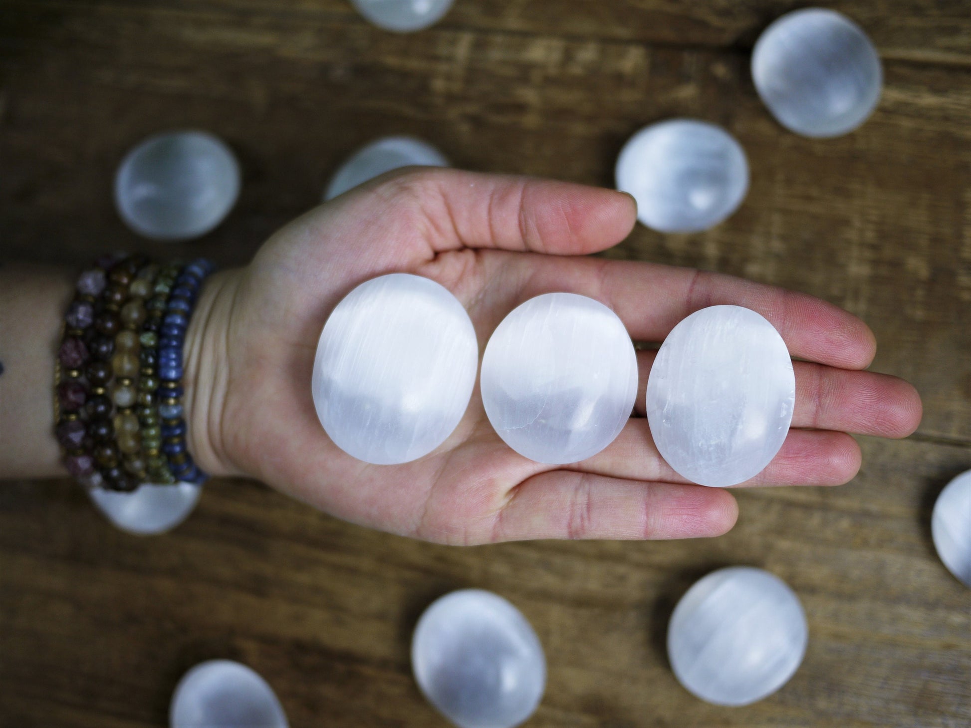 Selenite Palm Stones - Shakti