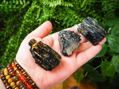 Black Tourmaline Chunks, Polished - Shakti