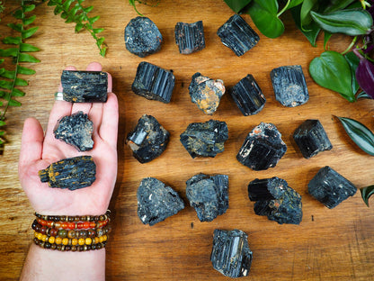 Black Tourmaline Chunks, Polished - Shakti