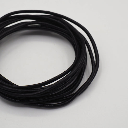 Leather Cord (Black) - 2mm Round - Shakti