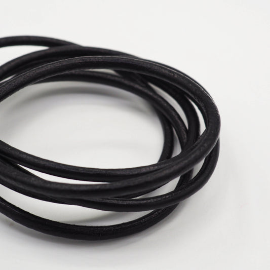 Leather Cord (Black) - 3mm Round - Shakti