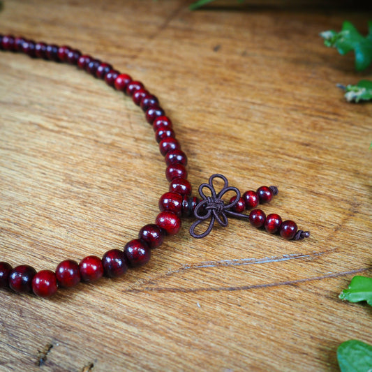 Dyed Wood Mala, Burgundy - Shakti