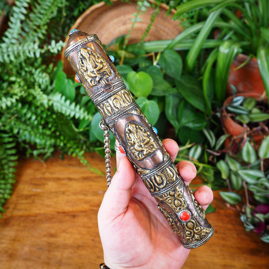 Tibetan Brass Incense Travel Case - Shakti